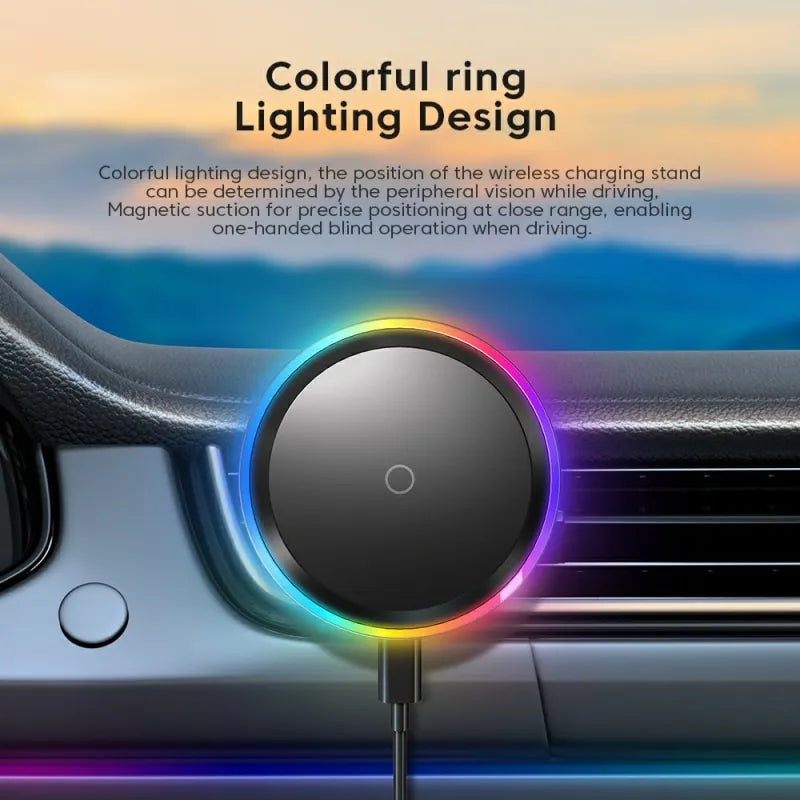 RGB Magnetic Car Phone Holder Qi