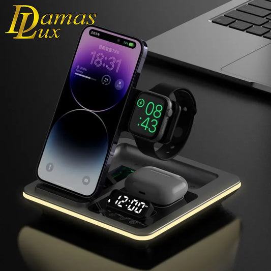 5 in 1 Warm Light Wireless Charger with Alarm clock