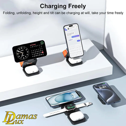 TriCharge: The All-in-One Wireless Stand 3 in 1 station.