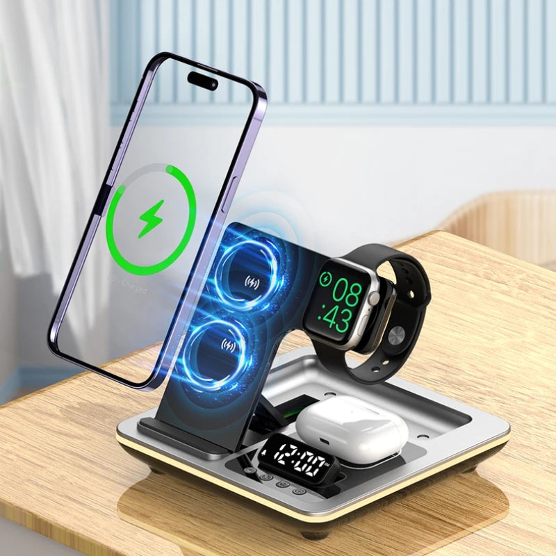 5 in 1 Warm Light Wireless Charger with Alarm clock
